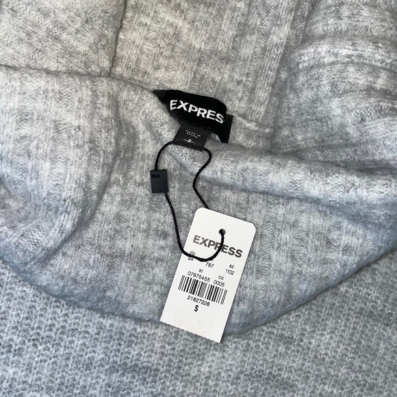 Express Gray Ribbed Turtleneck Sweater Dress - Picture 2 of 4